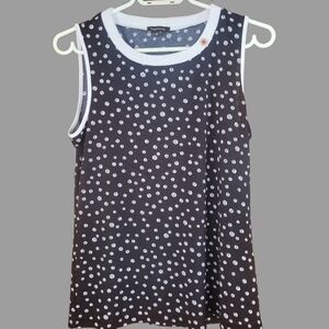 Emotions Sleeveless Black and White Polka Dot Tank Top S